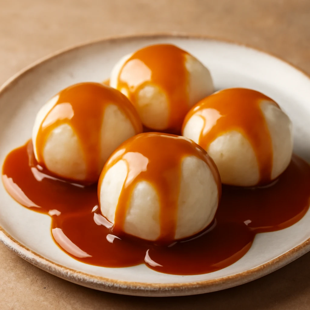 Puha mochi karamell szósszal
