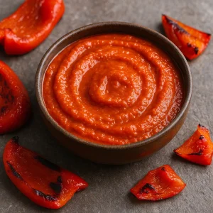 Puhára sült paprika és fokhagyma alapú spanyol mártás