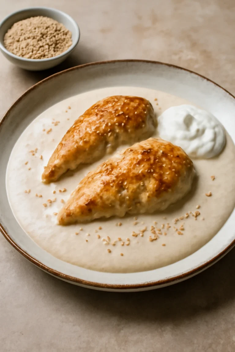 Mole blanco tálalva csirkehússal és tejföllel