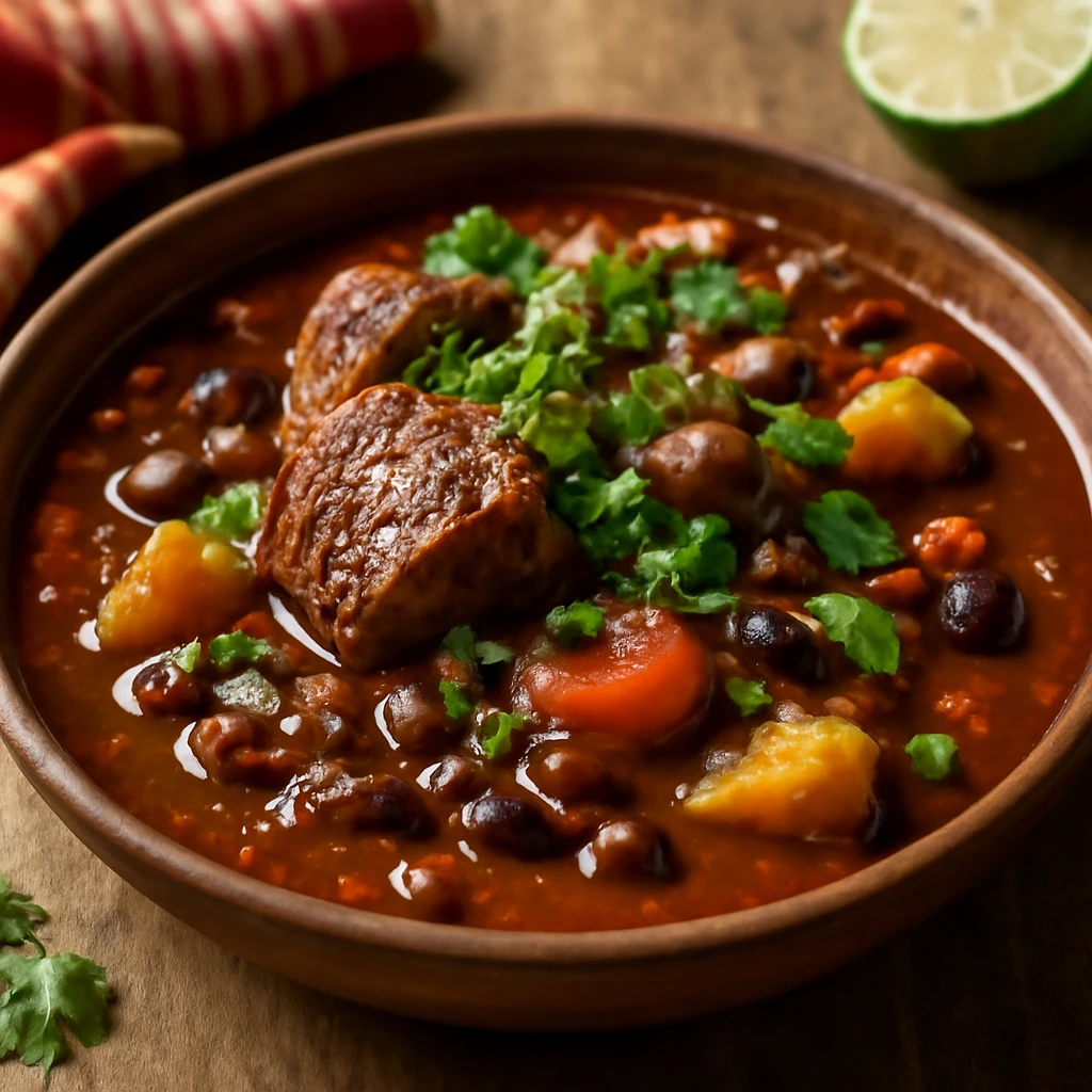 MexikÃ³i mole marhahÃºssal, zÃ¶ldsÃ©gekkel, kakaÃ³s mole szÃ³sszal Ã©s friss korianderrel