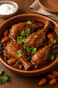 Mexikói mole marhahússal, zöldségekkel, kakaós mole szósszal és friss korianderrel