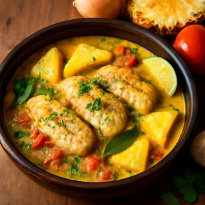 Brazil Moqueca halas étel ananásszal