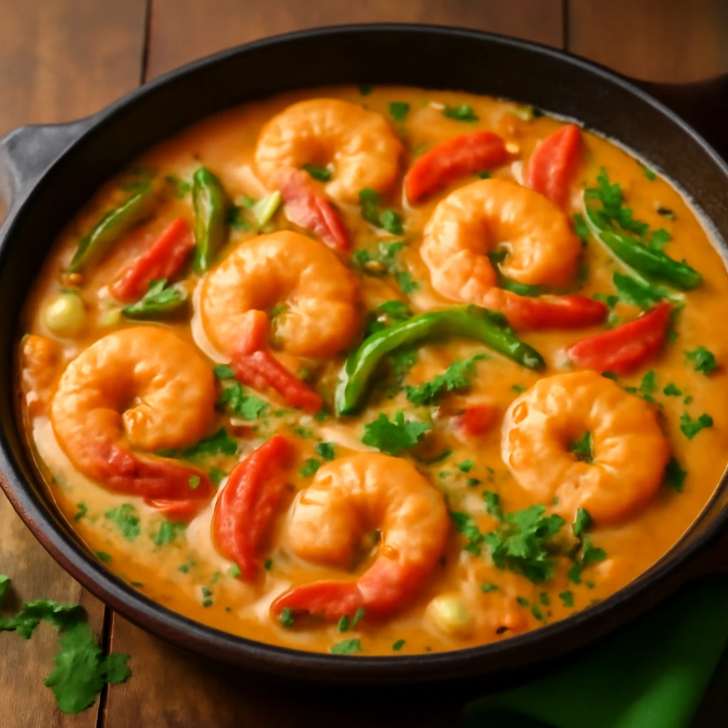 Finom Moqueca de Camarão, garnélarák, kókusztej és zöldségek