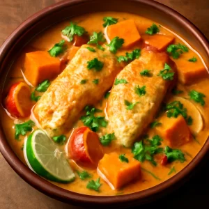 Brazil Moqueca halas étel édesburgonyával