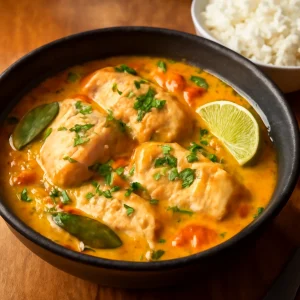 Brazil Moqueca halas étel fehér rizzsel