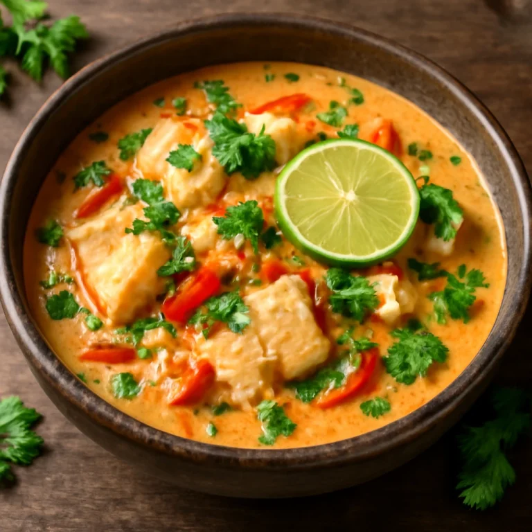 Moqueca lime-mal, friss korianderrel tálalva
