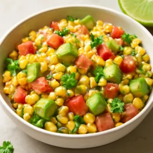 Mote ensalada, friss zöldségekkel és lime-mal