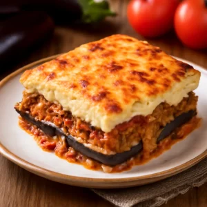 Moussaka sajttal, egy finom görög étel