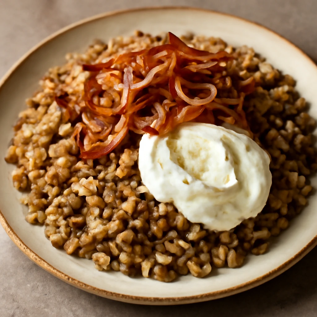 FÅ±szeres bulgur Ã©s lencse joghurttal tÃ¡lalva