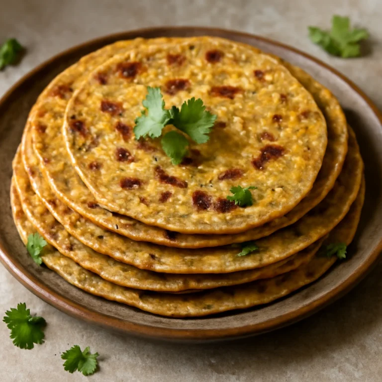 Multigrain thepla aranybarna, ropogós lepények tálalva