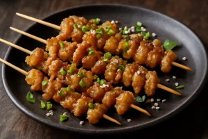 Friss grillezett Nankotsu Yakitori csirke porc, zöldhagymával és szezámmaggal