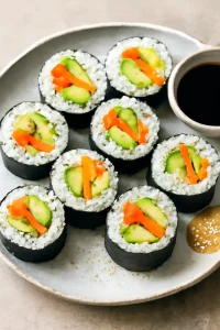 Japán gimbap, friss zöldségekkel és avokádóval