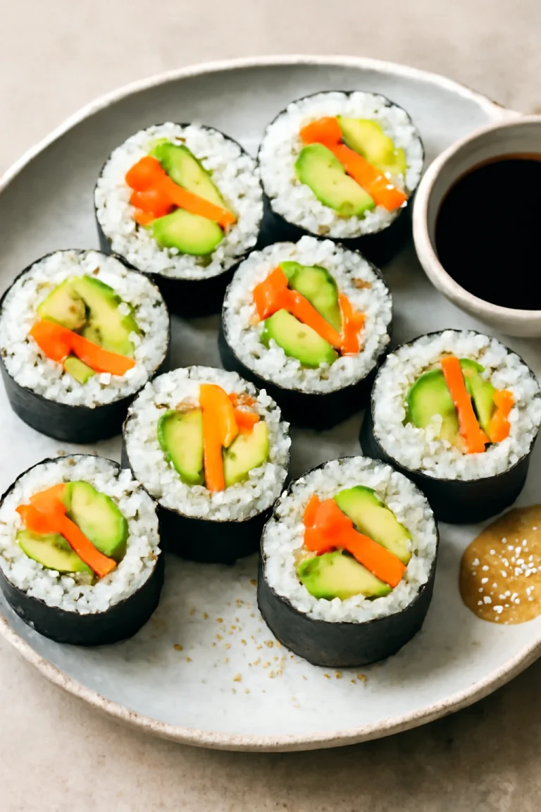 Nude gimbap, avokádóval, sárgarépával és uborkával