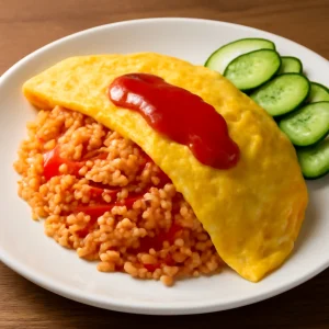 Japán omurice tál uborkával és finom tojással