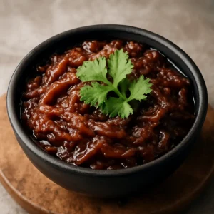 Fűszeres hagyma chutney friss korianderrel