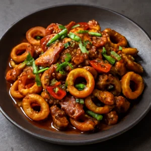 Koreai Osam-Bulgogi tintahallal és sertéshússal