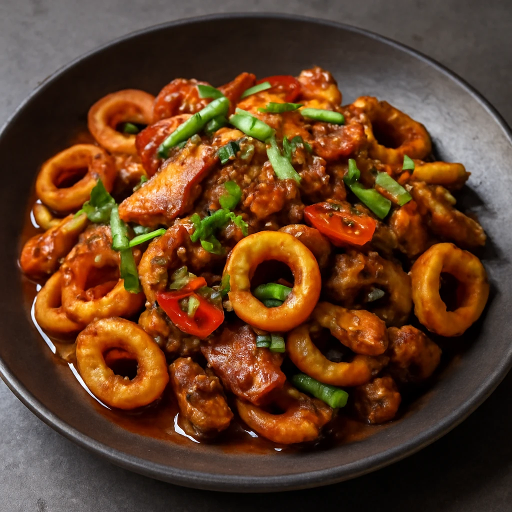 Koreai Osam-Bulgogi tintahallal és sertéshússal