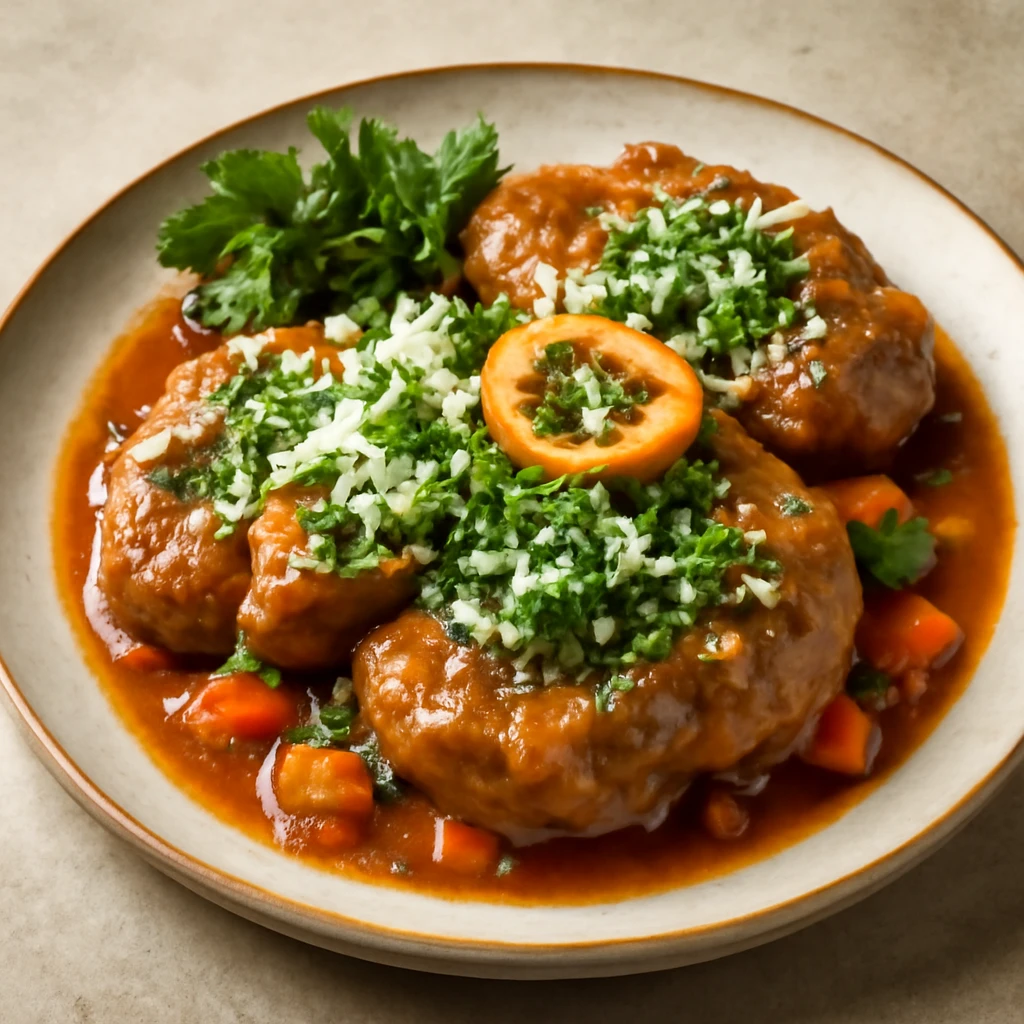 Osso buco olasz módra, gremolata és parmezán sajttal