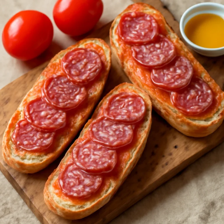 Pa amb tomàquet i fuet, friss baguette, paradicsom és fuet szeletekkel