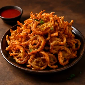 Ropogós Pakora hagymával, frissen készítve