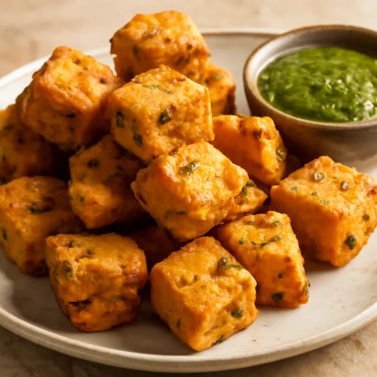 Pakora paneerrel, ropogós és fűszeres tálalás