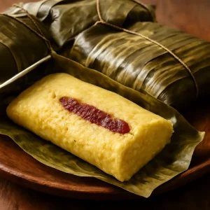 Brazíliában népszerű desszert kukoricadara tésztával és goiabada darabokkal