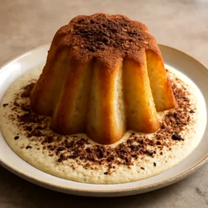 Olasz pandoro Baileys krémmel, kakaóporral és csokoládéval tálalva