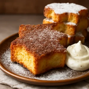 Fahéjas pandoro tejszínnel és porcukorral