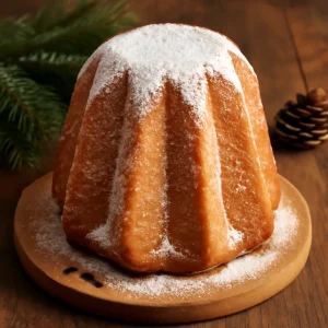 Olasz pandoro, szegfűszeggel és porcukorral díszítve