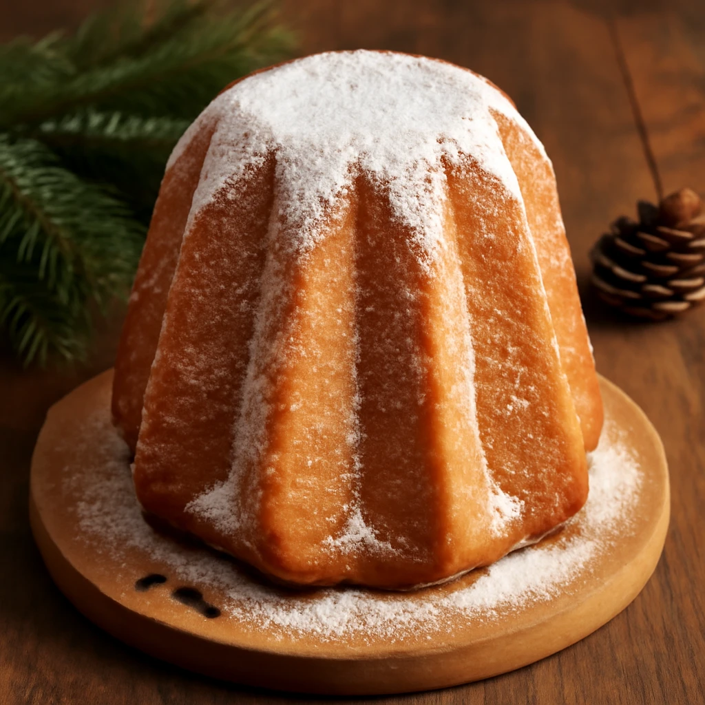 Olasz pandoro, szegfűszeggel és porcukorral díszítve