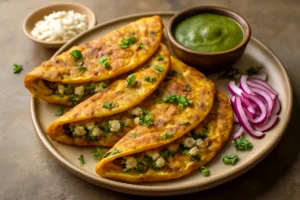 Ropogós paneer chilla friss korianderrel és zöldségekkel