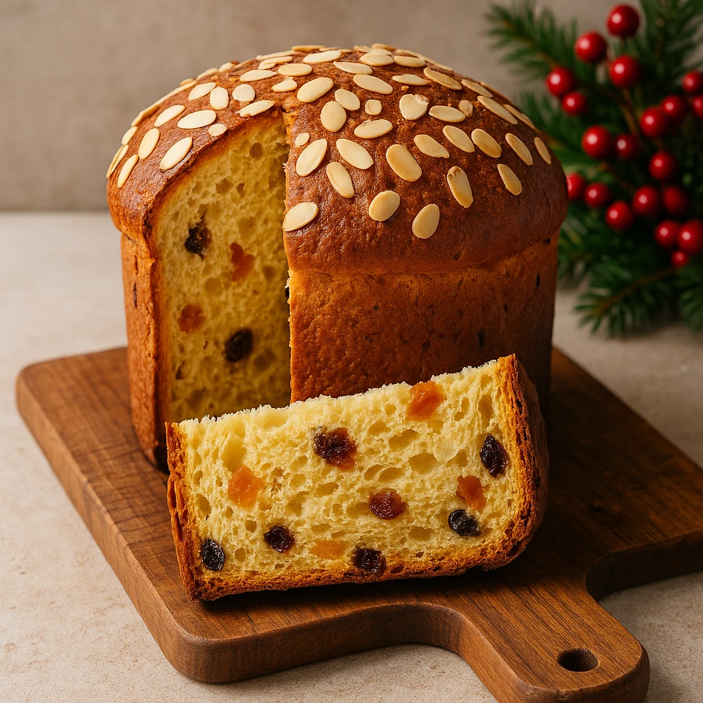 Olasz panettone kandÃ­rozott gyÃ¼mÃ¶lccsel Ã©s mandulÃ¡val