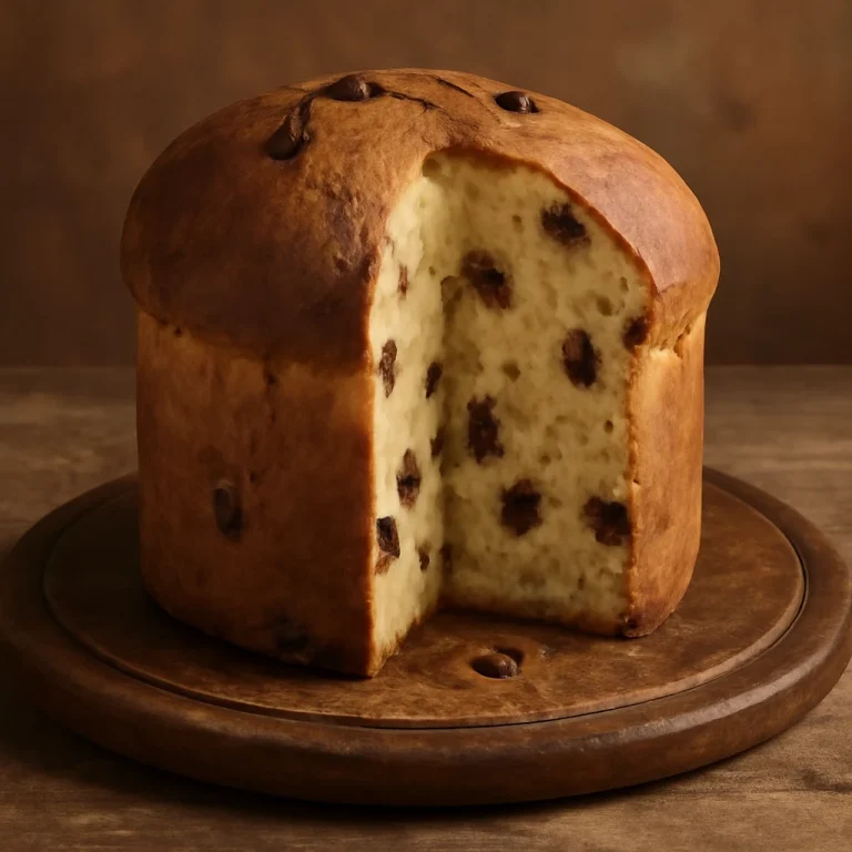Panettone mazsolával, tálalva ünnepi alkalomra