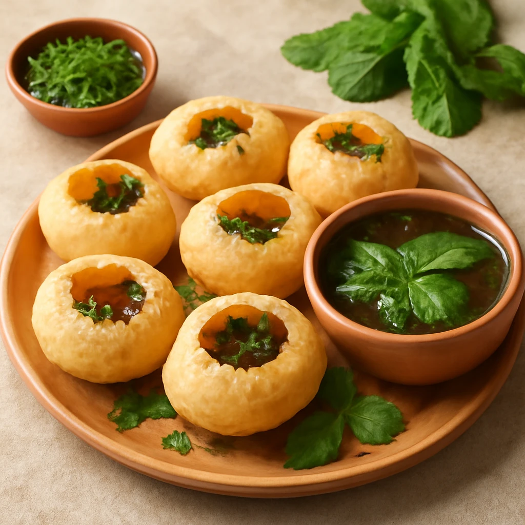 Frissítő Pani puri tamarindos vízzel, ropogós lepényekkel