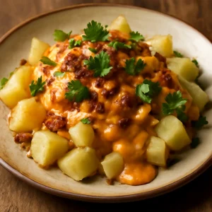Fűszeres mexikói papas chorreadas sajtkrémes krumplival