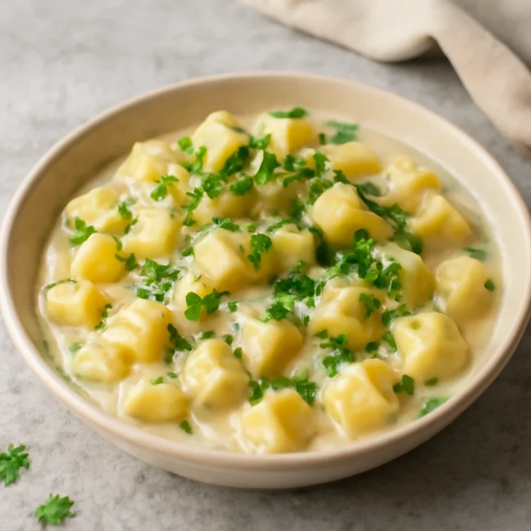 Papas chorreadas kókusztejjel, krémes burgonyával és friss korianderrel tálalva