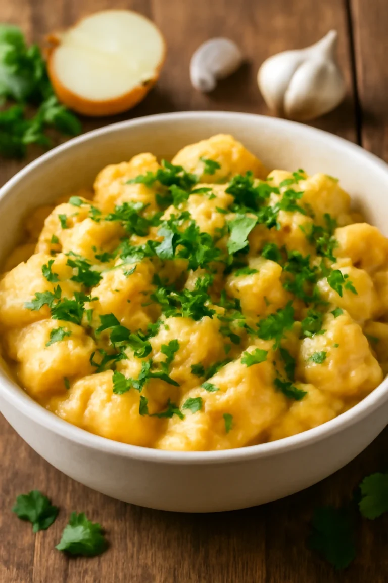 Papas chorreadas korianderrel, finom krémes krumpli korianderrel díszítve