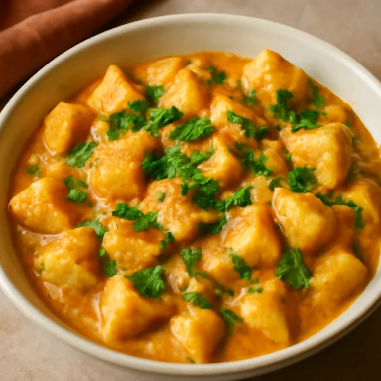 Papas chorreadas vegán változatban, krémes kókusztejes szósszal és friss korianderrel
