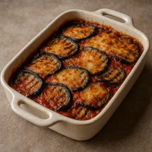 Klasszikus olasz parmigiana grillezett padlizsánnal és pecorino sajttal