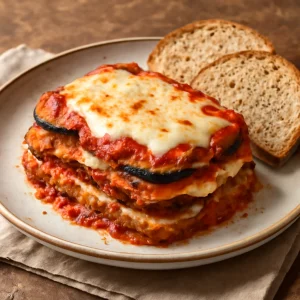 Finom parmigiana, padlizsán és sajt rétegekkel