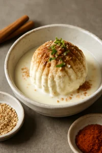Fahéjas sundae, tejföllel és szezámmaggal