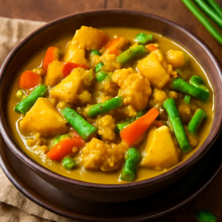 Párolt zöldségek curryvel, kókusztejes étel fűszerekkel