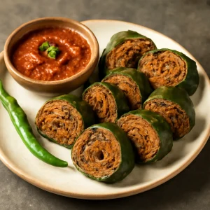 Patra csípős chutney-val, gazdag fűszerekkel és színes zöldségekkel