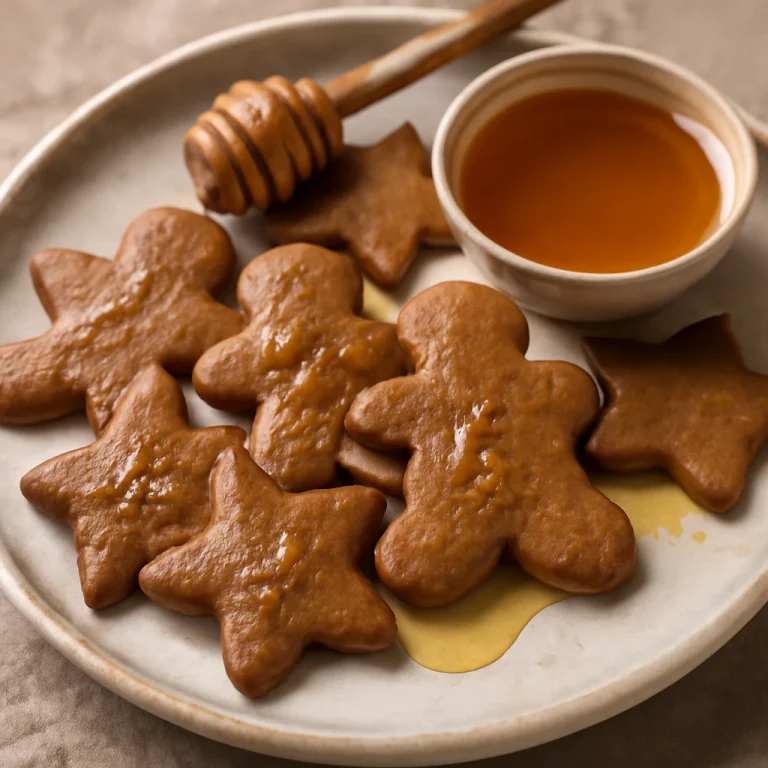 Pepparkakor mézzel, egy tálon tálalva, gazdag fűszeres ízekkel