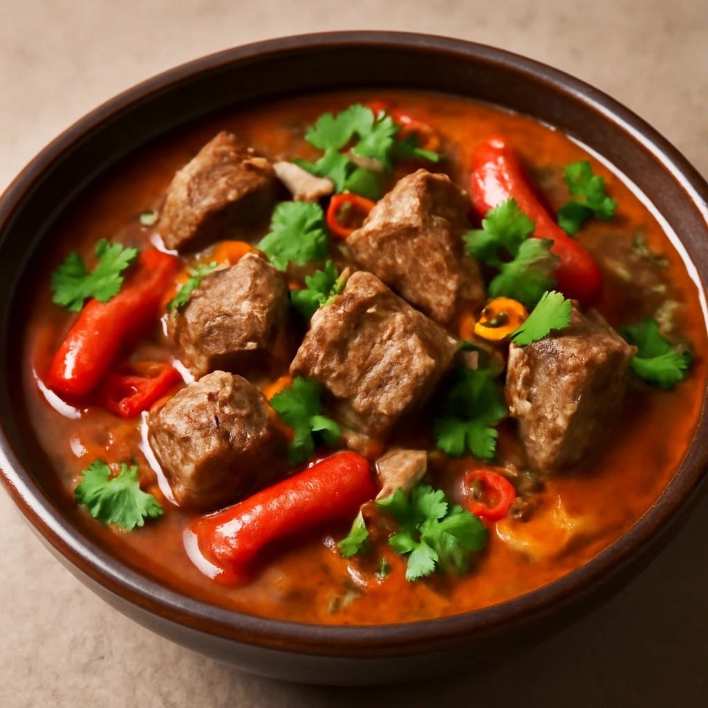 Karibi pepperpot kecskehússal és korianderrel
