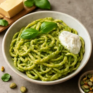 Friss pesto pisztáciával, ricottával, és parmezánnal