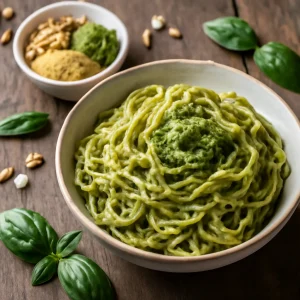 Bazsalikomos vegán pesto sörélesztőpehellyel