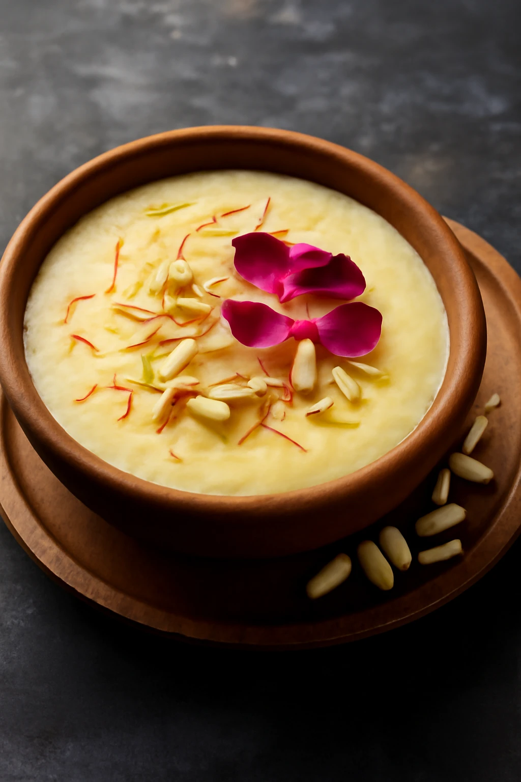 Indiai rizses puding rózsavízzel és mandulával