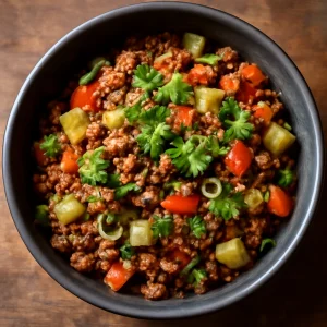 Fűszeres picadillo zöldségekkel