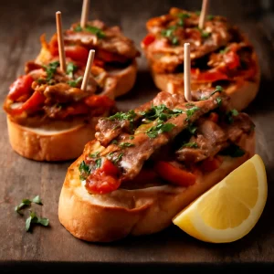 Ínycsiklandó pintxo ibériai sertéshússal és friss petrezselyemmel